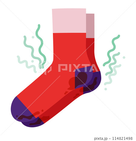 Set of Unpleasant smell from dirty colourful sock, bad stinky Household laundry concept. Apparel Fashion accessory 114821498