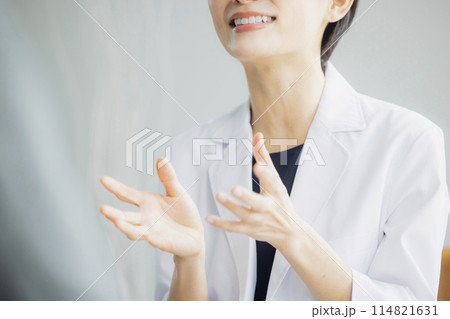 説明する女性医師 説明する女性医師 114821631