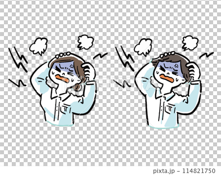 漫畫風格的插圖，描繪了一個憤怒的男人和一個女人發脾氣、鬧翻的情況 114821750