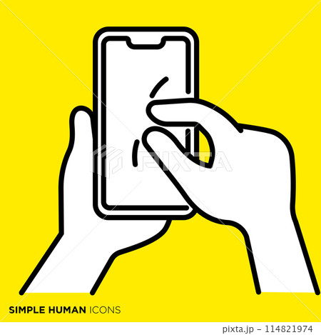 シンプルな人間のアイコンシリーズ,スマホでピンチインする手 114821974