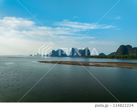 Aerial view mountains limestone in Phang Nga Thailand Aerial view mountains limestone in Phang Nga Thailand 114822224