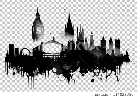 Black silhouette of London on white background. 114822356