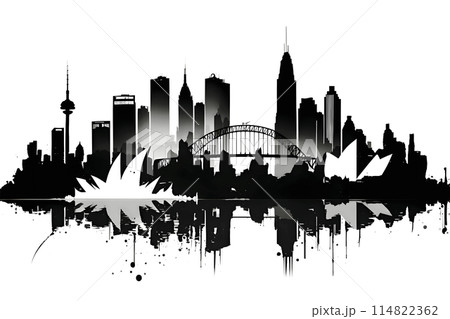 Black silhouette of a city on white background. 114822362