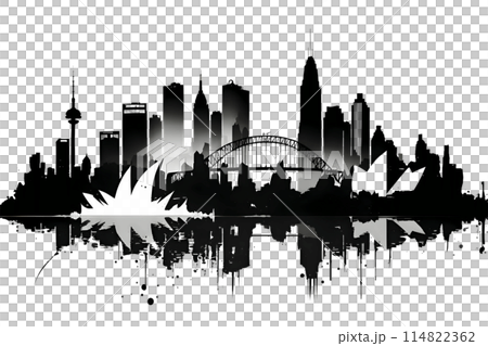 Black silhouette of a city on white background. 114822362