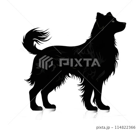Black silhouette of a dog on white background. Black silhouette of a dog on white background. 114822366