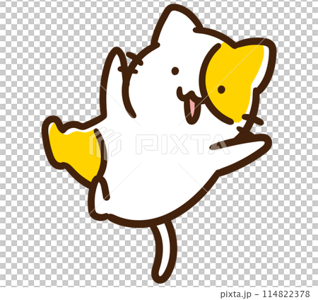 体を宙に浮かせて飛び跳ねるかわいいねこのキャラクターのデフォルメイラスト 体を宙に浮かせて飛び跳ねるかわいいねこのキャラクターのデフォルメイラスト 114822378