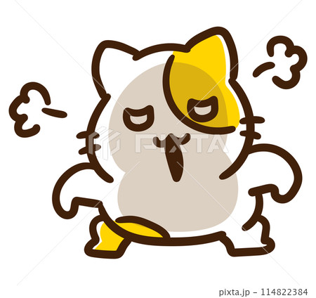 全身で怒りをあらわにするかわいいねこのキャラクターのコミカルなイラスト 全身で怒りをあらわにするかわいいねこのキャラクターのコミカルなイラスト 114822384