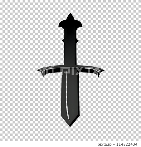 Black silhouette of a dagger on grey background. 114822434