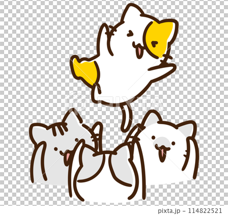 一個可愛的貓角色被貓舉起的滑稽插圖。 114822521