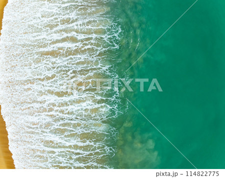Sea surface aerial view,Bird eye view photo of blue waves and water surface texture, Blue sea background, Beautiful nature, Amazing view sea background 114822775
