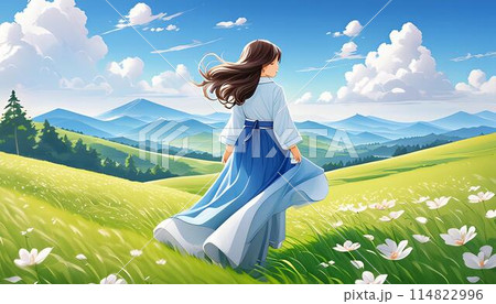 歩く女性 114822996