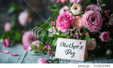 Holiday card with flowers for Mother's Day 114822998