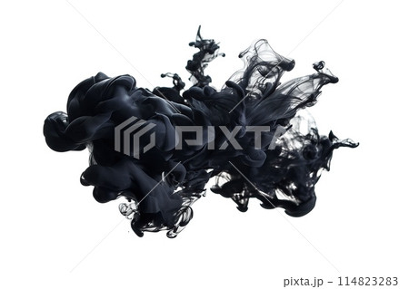 Black ink in water isolated on white background 114823283