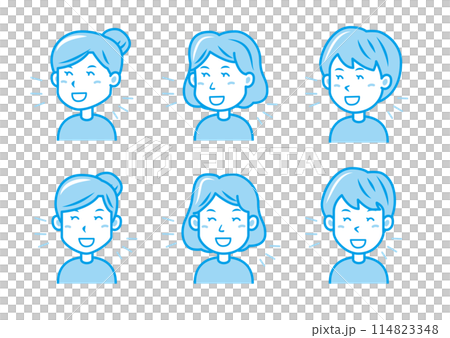 女性の表情のイラストセット 114823348
