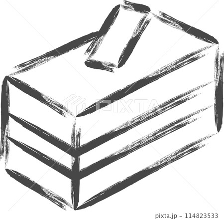 筆書きスイーツイラスト　チョコケーキ 114823533
