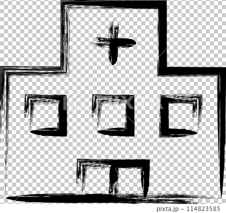 ミニ筆書き医療アイコン　病院 114823585