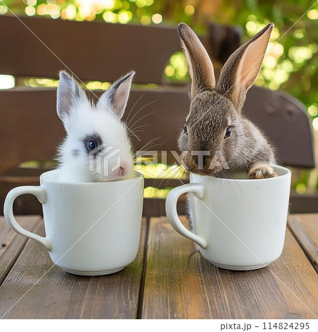 カップに入ったうさぎのイラスト素材 [114824295] - PIXTA