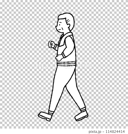 Walking senior man monochrome 114824414