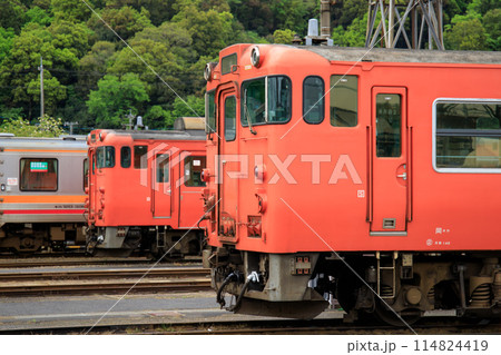 車両基地で並ぶキハ40形気動車とキハ47形気動車 車両基地で並ぶキハ40形気動車とキハ47形気動車 114824419
