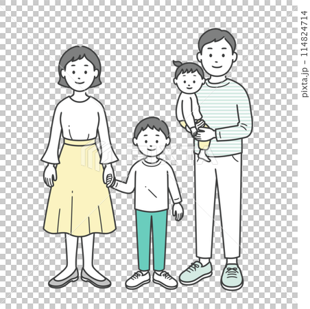 家族が集合した全身イラスト 家族が集合した全身イラスト 114824714