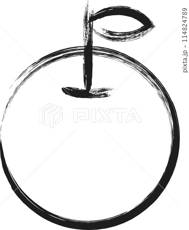 ミニ筆書き単品アイコン りんご ミニ筆書き単品アイコン りんご 114824789