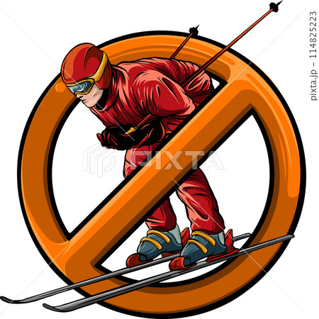 Vector illustration of skiing man colored draw Vector illustration of skiing man colored draw 114825223
