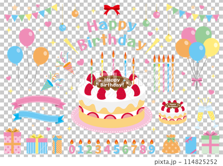 かわいい誕生日ケーキのイラスト素材 かわいい誕生日ケーキのイラスト素材 114825252