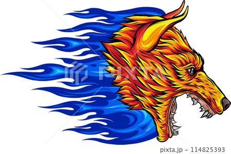 colored wolf head mascotn vector illustration design 114825393