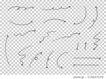 ペンの手書きの矢印セット_黒 ペンの手書きの矢印セット_黒 114825570