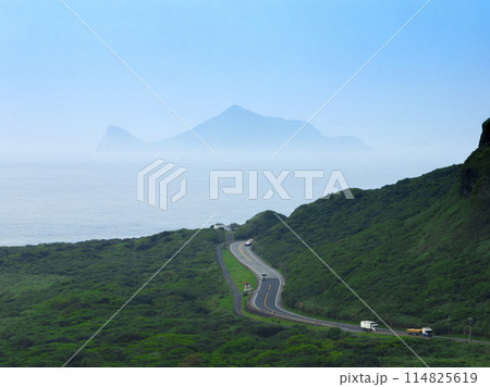 Aerial view of Guishan Island and Sandiaojiao ,Taiwan. 114825619