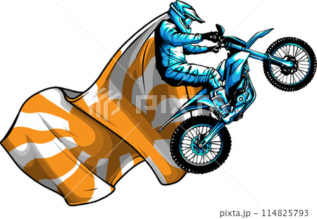 vector motocross rider ride the motocross bike 114825793