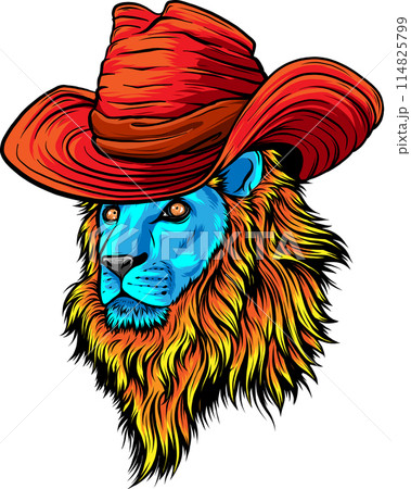 Lion head colorful hand draw vector illustration 114825799