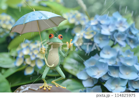 傘を差したカエルくん-4 傘を差したカエルくん-4 114825975