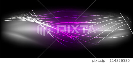 A purple and white wave design on a black background A purple and white wave design on a black background 114826580