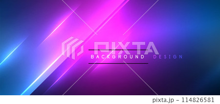 The dark blue and purple background features glowing neon lines The dark blue and purple background features glowing neon lines 114826581