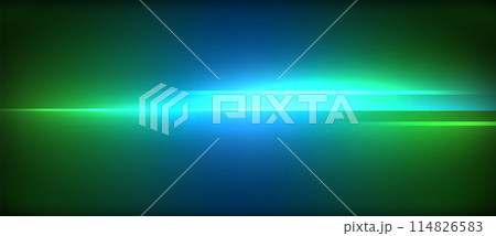 A blue and green light beam shining against a dark background A blue and green light beam shining against a dark background 114826583