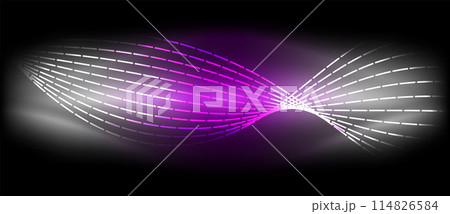 A beautiful purple and white wave set against a black background 114826584