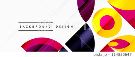 Colorful circles and triangles on a white background 114826647