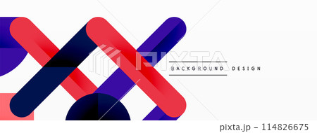 Red, purple, and blue geometric design on white background 114826675