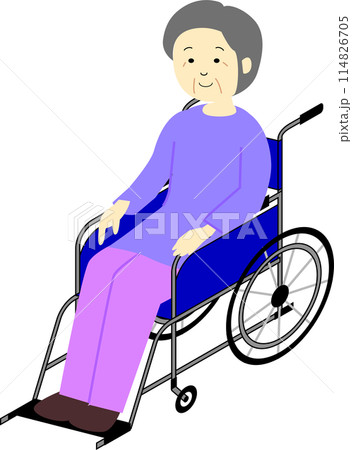 車いすに乗ったおばあさん 車いすに乗ったおばあさん 114826705
