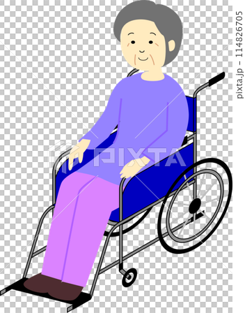 車いすに乗ったおばあさん 車いすに乗ったおばあさん 114826705