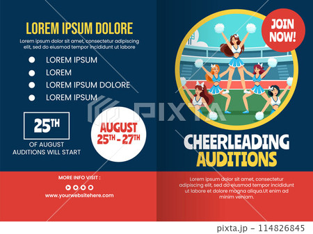 Cheerleading Brochure Cartoon Hand Drawn Templates Background Illustration 114826845