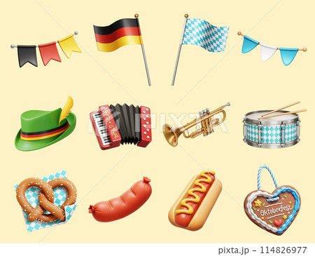 3D Oktoberfest festival element set 3D Oktoberfest festival element set 114826977