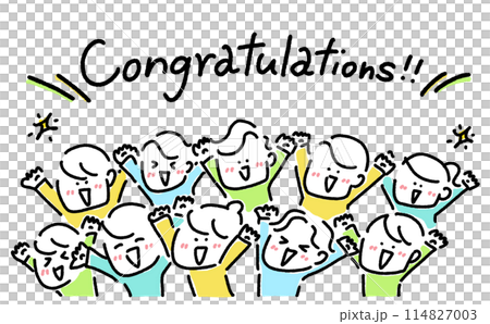バンザイして笑顔でお祝いする人々　congratulations 114827003