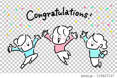 婦女們歡呼雀躍，微笑著祝賀 114827137