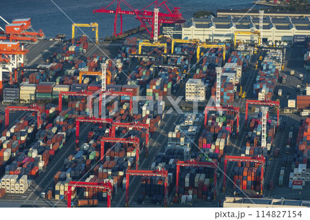 大阪南港の貨物コンテナヤード 114827154