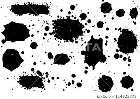 Abstract Vector Black Splash and Splat Background with Ink Blot Texture. 114828779