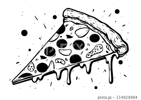 Graffiti-Inspired Pizza Icon: Hand-Drawn Slice Vector with Italian Flair. Graffiti-Inspired Pizza Icon: Hand-Drawn Slice Vector with Italian Flair. 114828984