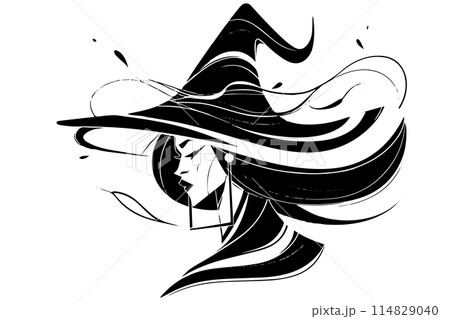 Witch enchantress hand drawn ink sketch. Engraved style vector illustration. 114829040
