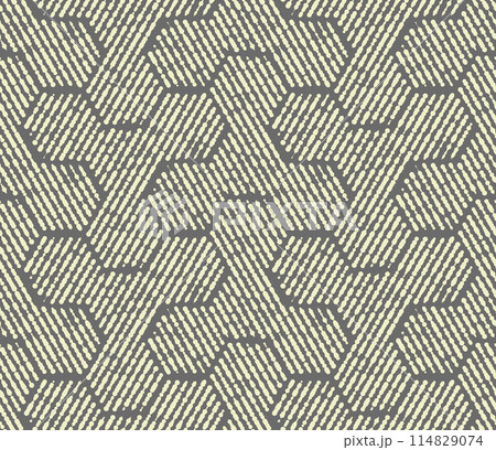 Abstract geometric pattern with stripes, lines. Seamless vector background. Gray and beige ornament. Simple lattice graphic design 114829074